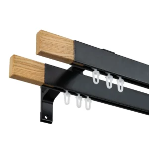 Galerie dubla cu canal de culisare neagra capat nuanta lemn, Seattle