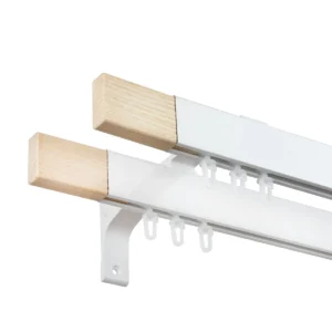 Galerie dubla cu canal de culisare alba capat nuanta lemn, Seattle