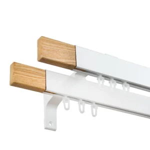 Galerie dubla cu canal de culisare alba capat nuanta lemn, Seattle