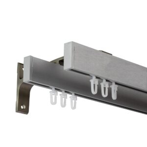 Galerie dubla cu canal de culisare inox, Seatle brush, Silver deschis